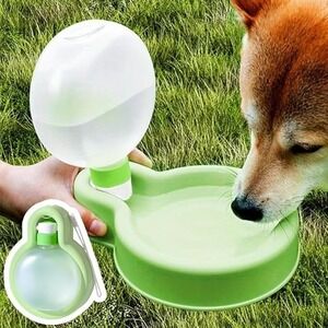Portable Pet Water Bottle Dispenser Travel Dog Cat Feeder Green